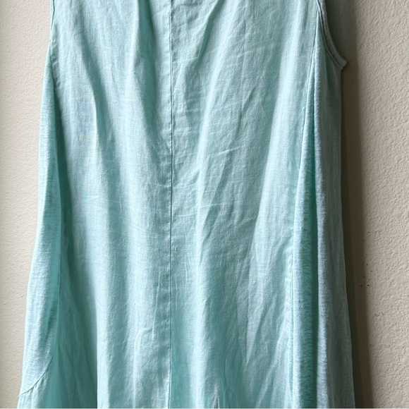 Cut Loose Linen Combo Asym Tunic Dress in Mente Green Blue Sz L - Picture 10 of 15